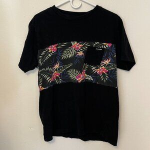 WXYZ T-Shirt Short Sleeve Black with Multi-Color Tropical Pattern Size L Men's